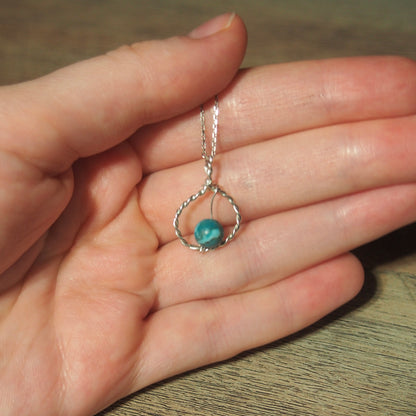 Colliers spirales en argent sterling avec pierre fine pierre de turquoise