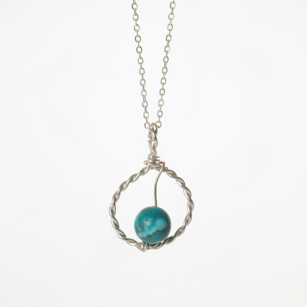 Colliers spirales en argent sterling avec pierre fine pierre de turquoise