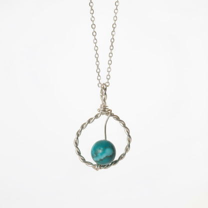 Colliers spirales en argent sterling avec pierre fine pierre de turquoise