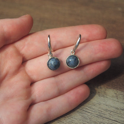 bijoux pierre naturelle | aventurine bleue en boucles d'oreilles