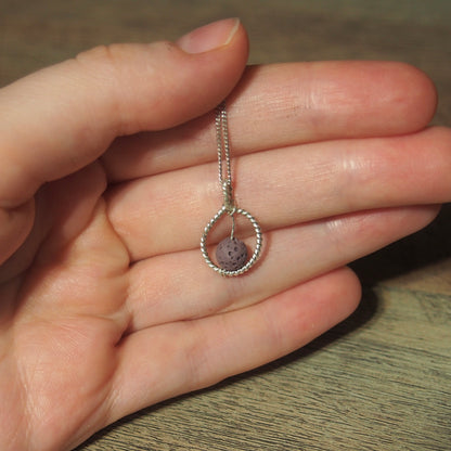 Colliers spirales en argent sterling avec pierre fine pierre de lave mauve
