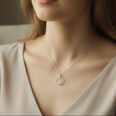 Sterling silver spiral jewelry with semi-precious stone