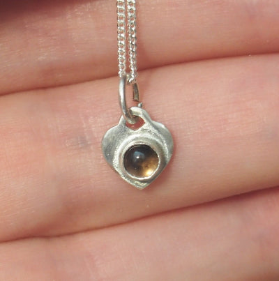 collier pour femme en argent | cœur en quartz fumé
