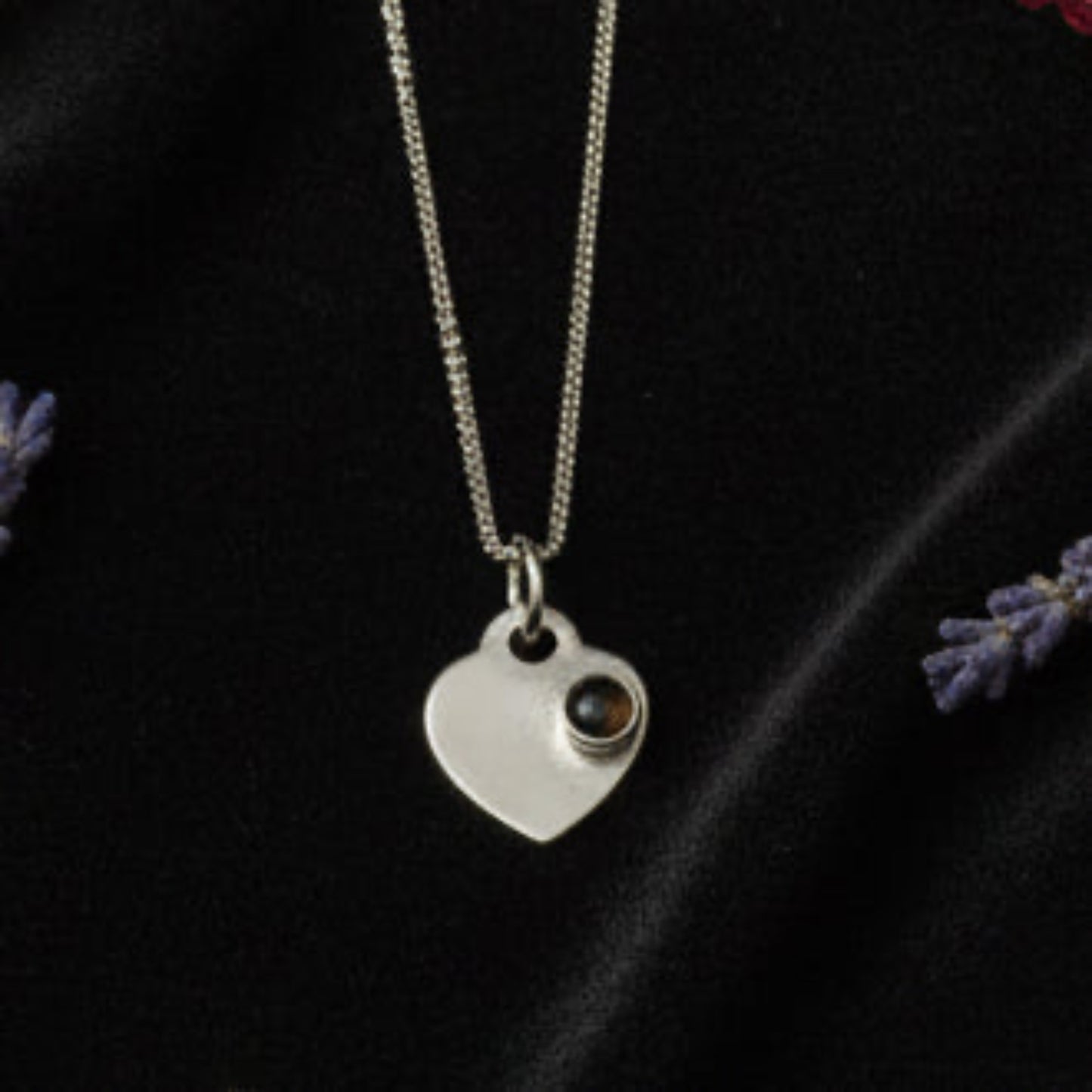 Fossil Ammonite & Engraved Wolf Sterling Silver Necklace
