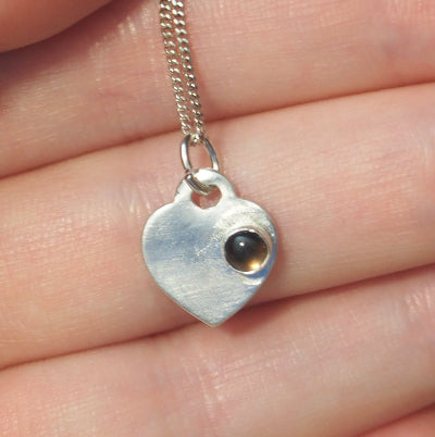 collier pour femme en argent | cœur en quartz fumé