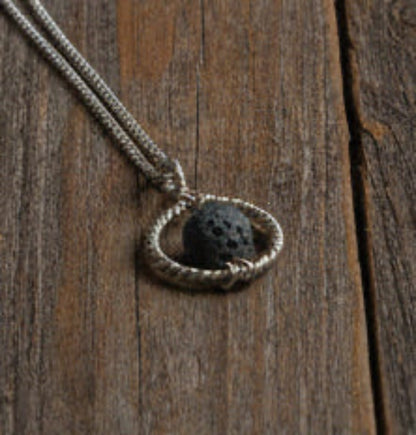 Sterling silver spiral jewelry with lava stone