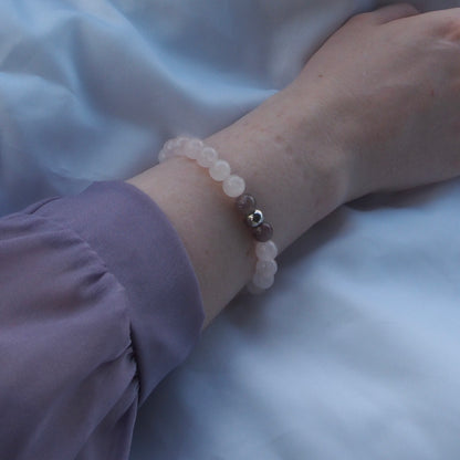 Bracelet quartz rose & 2 améthyste — Amour de soi et apaisement