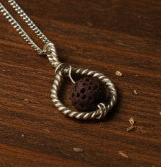 Sterling silver spiral jewelry with lava stone