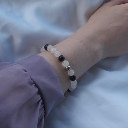 Bracelet quartz rose & tourmaline — Équilibre et protection