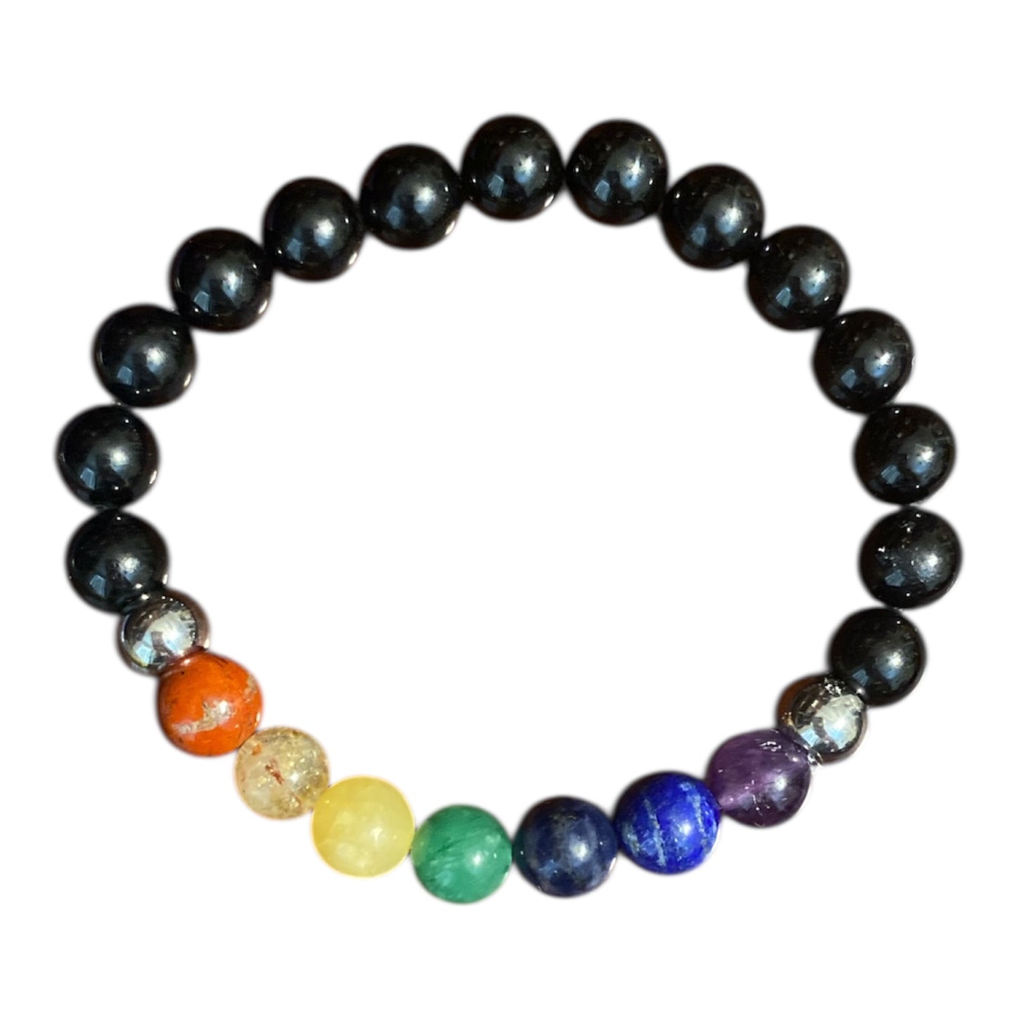Bracelet chakras en pierres et de tourmaline noire