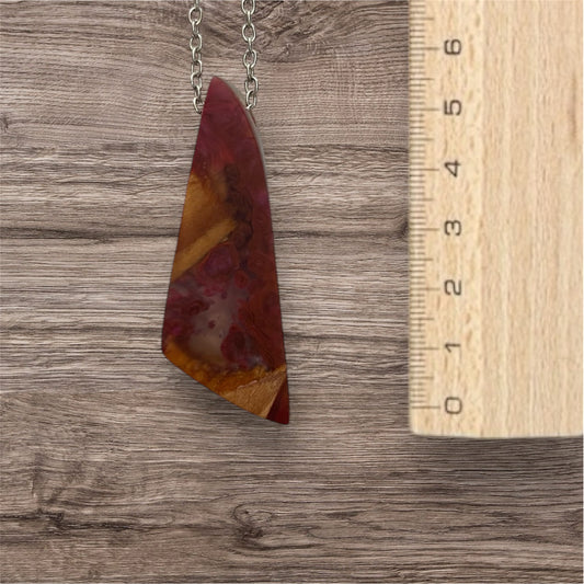 Collier résine mauve-rose et bois / rbc17