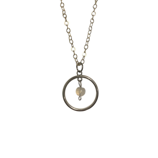 Stainless Steel Round Necklaces with Semi-Precious Stone