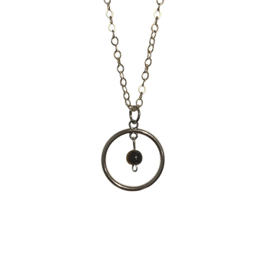Stainless Steel Round Necklaces with Semi-Precious Stone