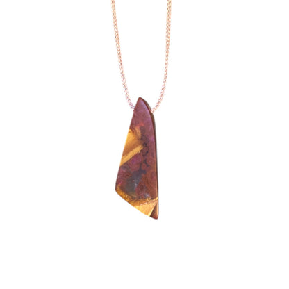 Purple-Pink Resin and Wood Necklace / RBC17