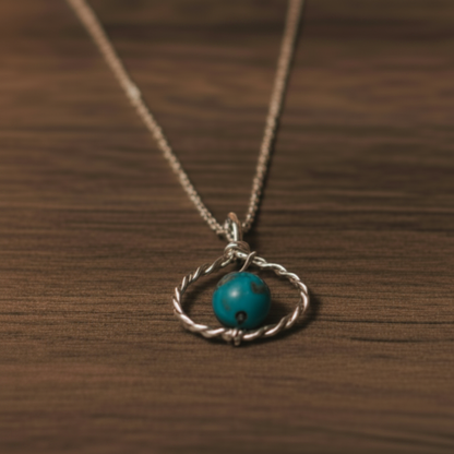 Colliers spirales en argent sterling avec pierre fine pierre de turquoise