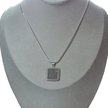 collier quartz fume mains grave en argent sterling