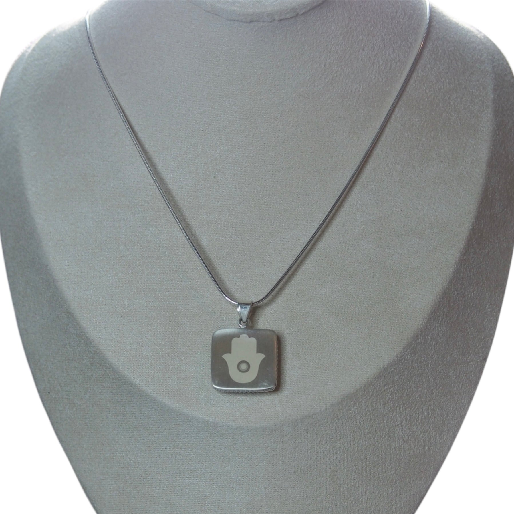 collier quartz fume mains grave en argent sterling
