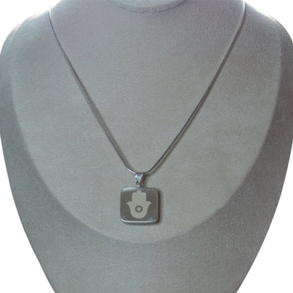 collier quartz fume mains grave en argent sterling