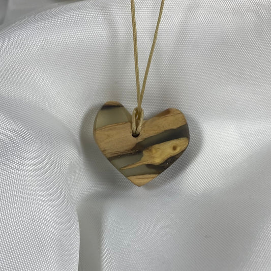  Collier cœur résine transparente avec bois | Créations Jeanne