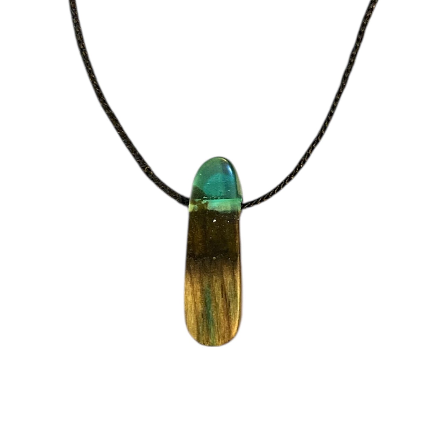 Collier cœur – Résine bleue et bois (RBC2)