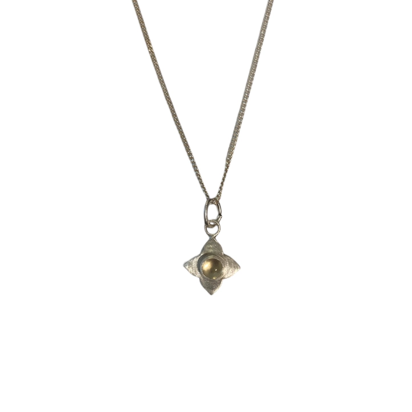 Collier pendentif – Pierre et Fleur en Argent Sterling