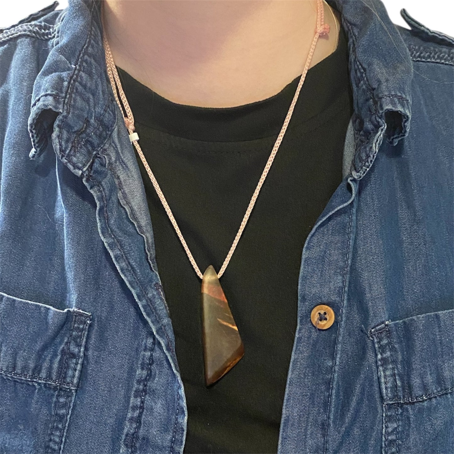 Purple-Pink Resin and Wood Necklace / RBC17