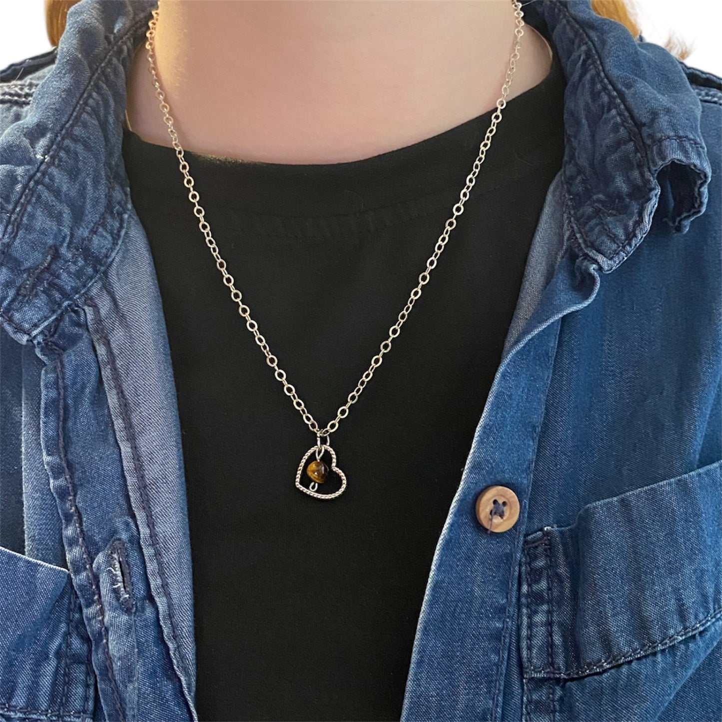 Colliers cœur en acier inoxydable avec pierre fine