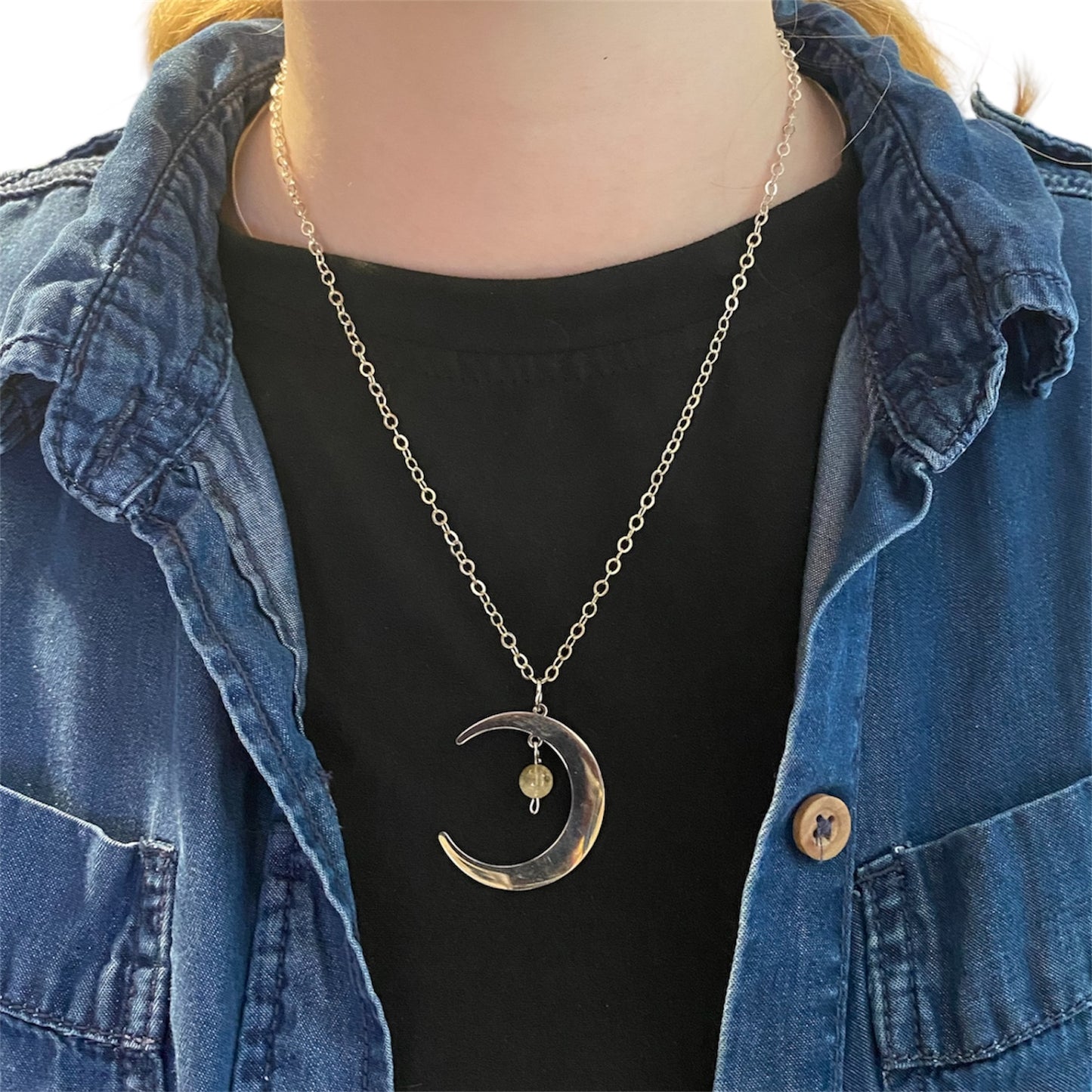 Colliers demi lune en acier inoxydable avec pierre fine