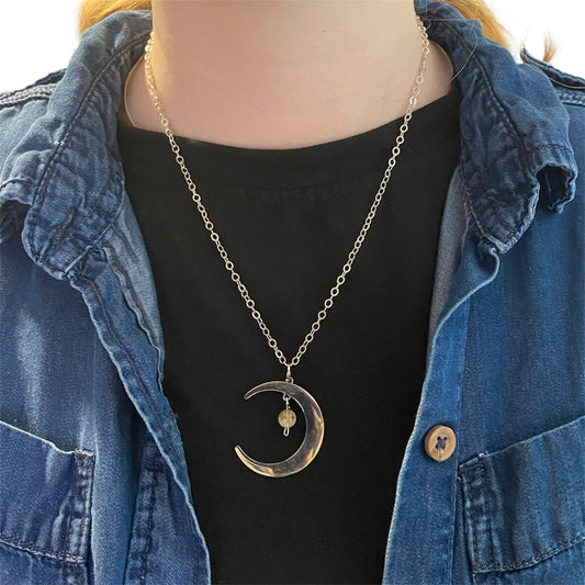 Colliers demi lune en acier inoxydable avec pierre fine