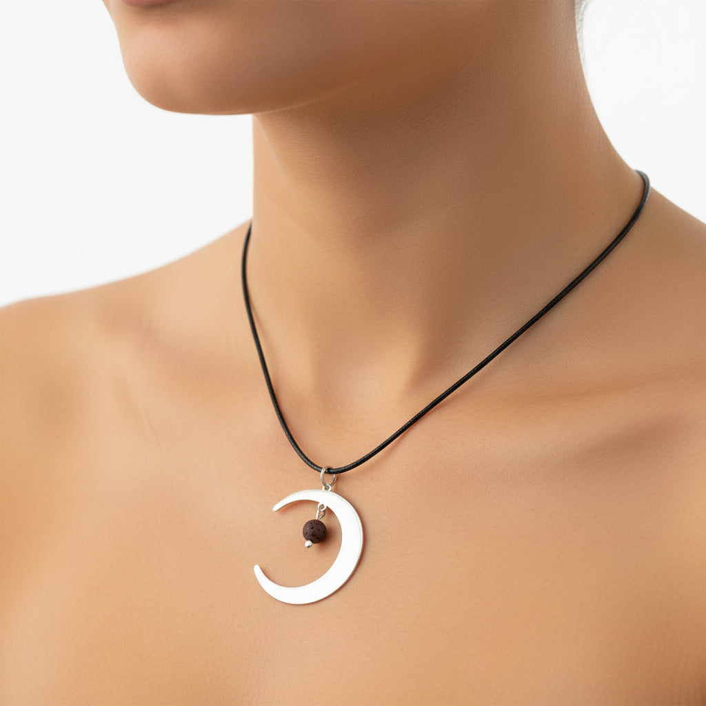 Stainless Steel Round Necklaces with Semi-Precious Stone