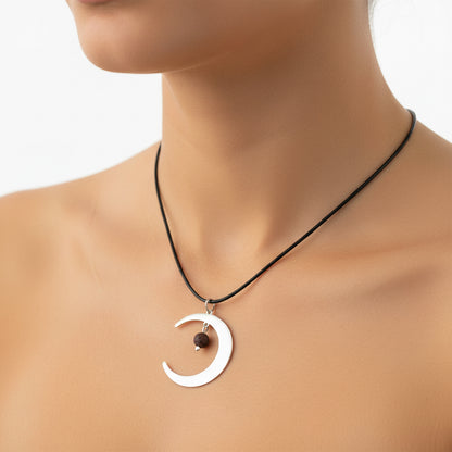 Stainless Steel Round Necklaces with Semi-Precious Stone