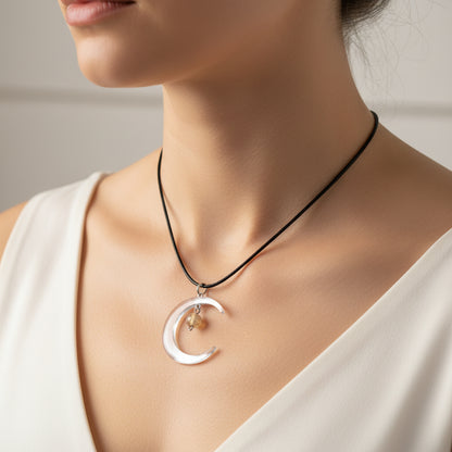 Stainless Steel Round Necklaces with Semi-Precious Stone