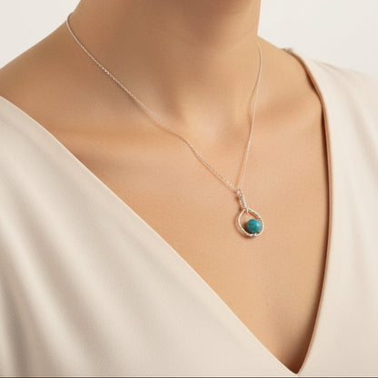 Colliers spirales en argent sterling avec pierre fine pierre de turquoise