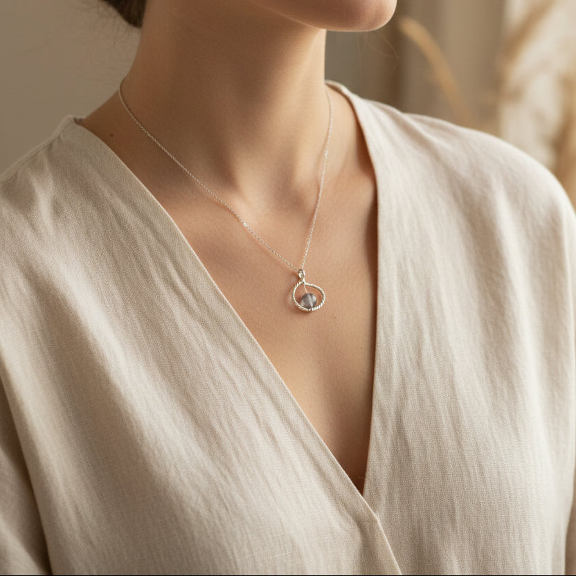 Colliers spirales en argent sterling avec pierre fine labradorite