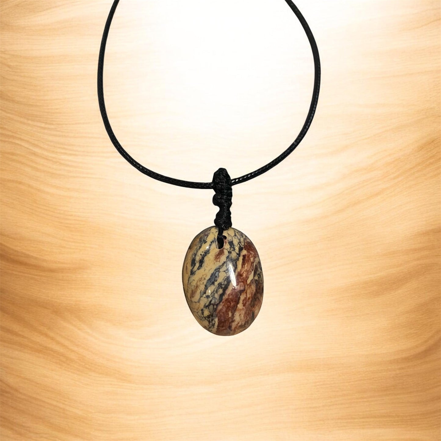 Fossil Ammonite & Engraved Wolf Sterling Silver Necklace
