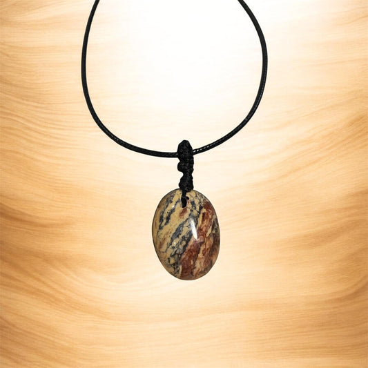 Fossil Ammonite & Engraved Wolf Sterling Silver Necklace
