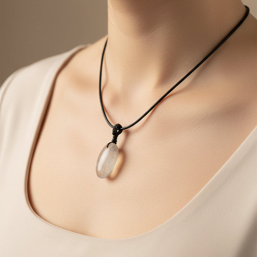 Fossil Ammonite & Engraved Wolf Sterling Silver Necklace
