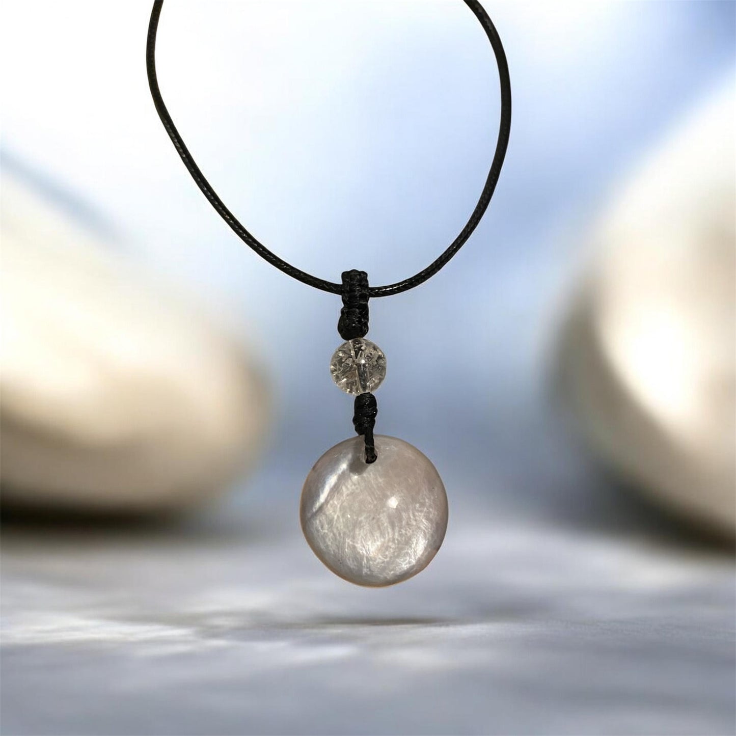 collier pierre naturelle | Pierre Tourmaline Noire Coquillage et Quartz Blanc
