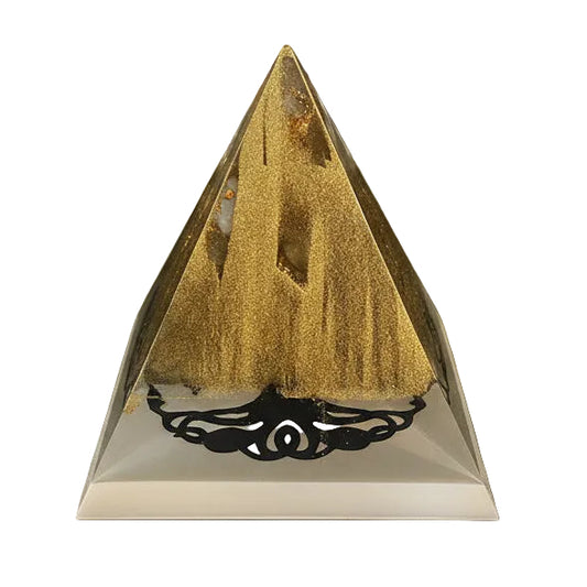 Pyramide 5 quarts blancs et 5 quartz roses nature, arbre de vie
