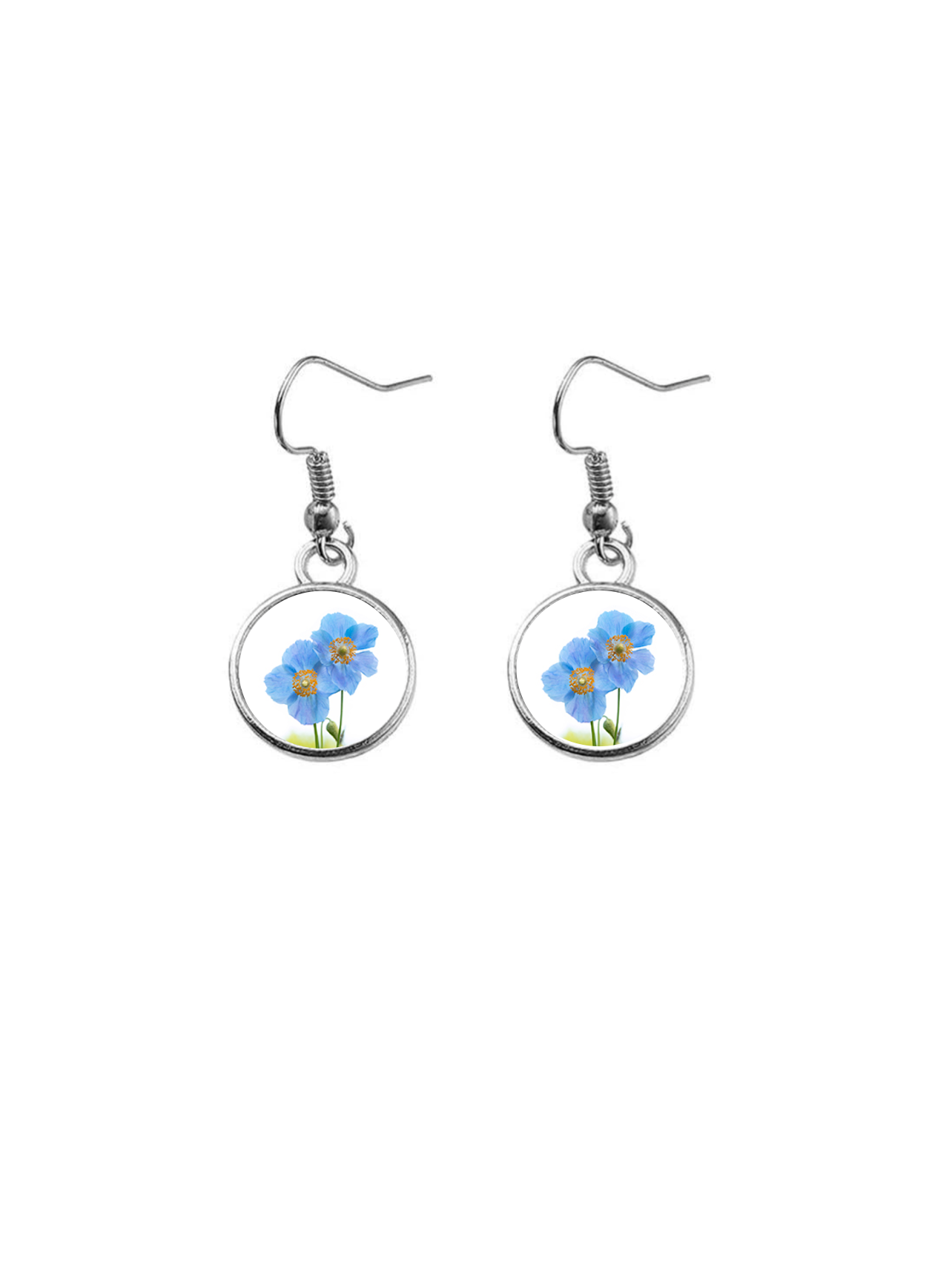 Boucles d'oreilles COUPLE DE PAVOTS BLEUS 12mm