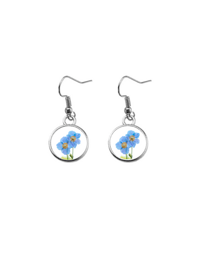 Boucles d'oreilles COUPLE DE PAVOTS BLEUS 12mm