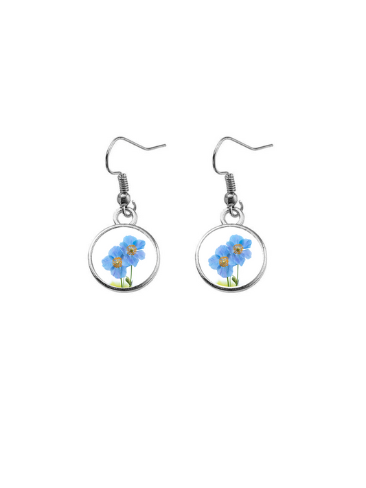 Boucles d'oreilles COUPLE DE PAVOTS BLEUS 12mm