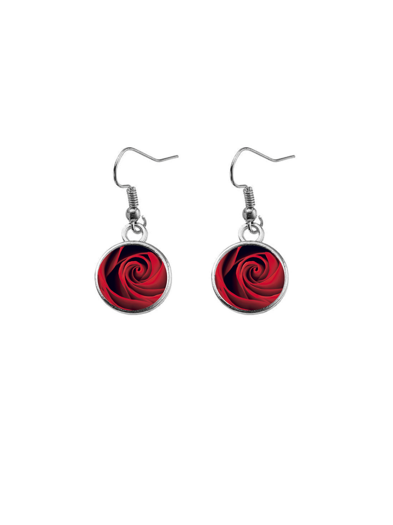 Boucles d'oreilles ROSE ROUGE 12mm