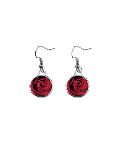 Boucles d'oreilles ROSE ROUGE 12mm