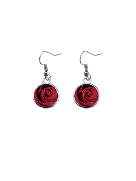 Boucles d'oreilles ROSE ROUGE 12mm