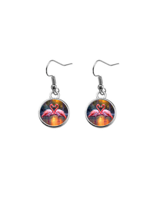 Boucles d'oreilles FLAMANTS AMOUREUX  12mm