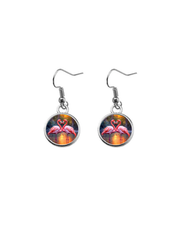 Boucles d'oreilles FLAMANTS AMOUREUX  12mm