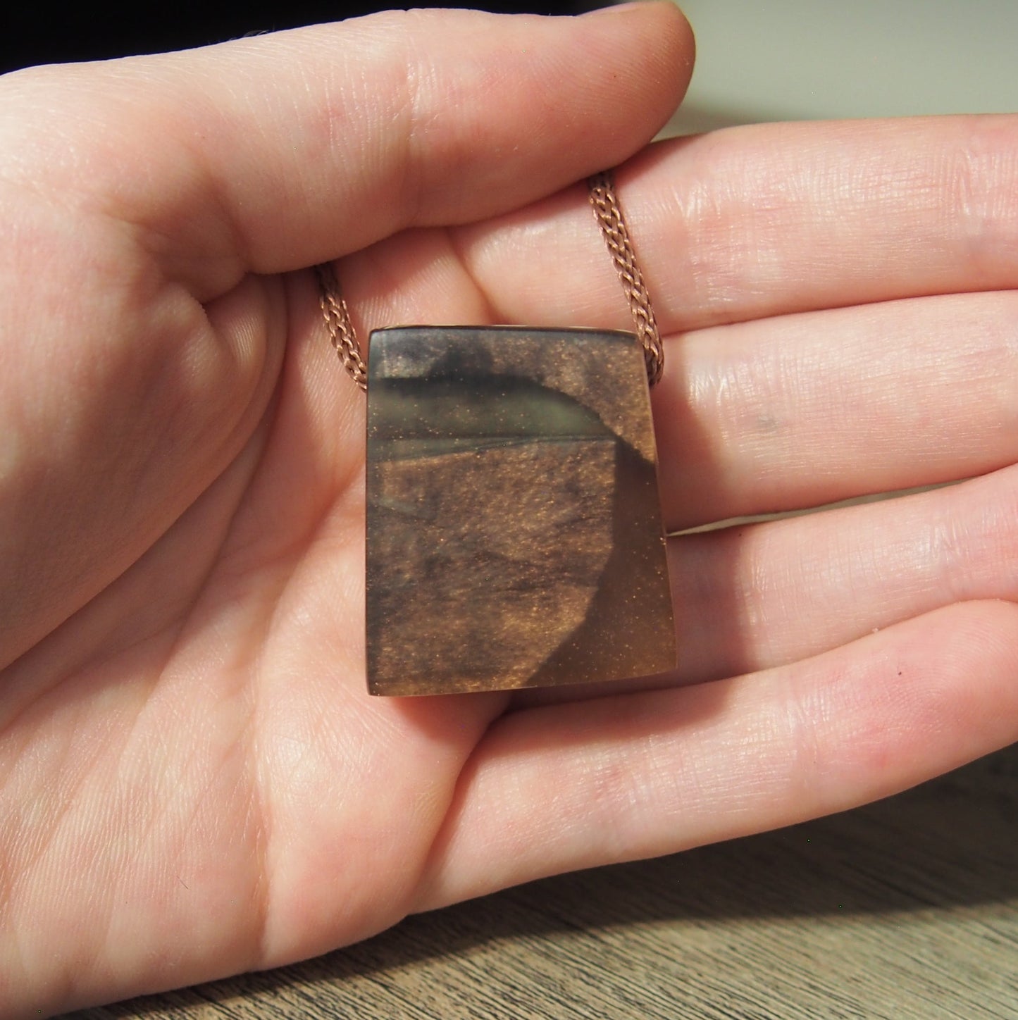 collier bois resine design creation fait main
