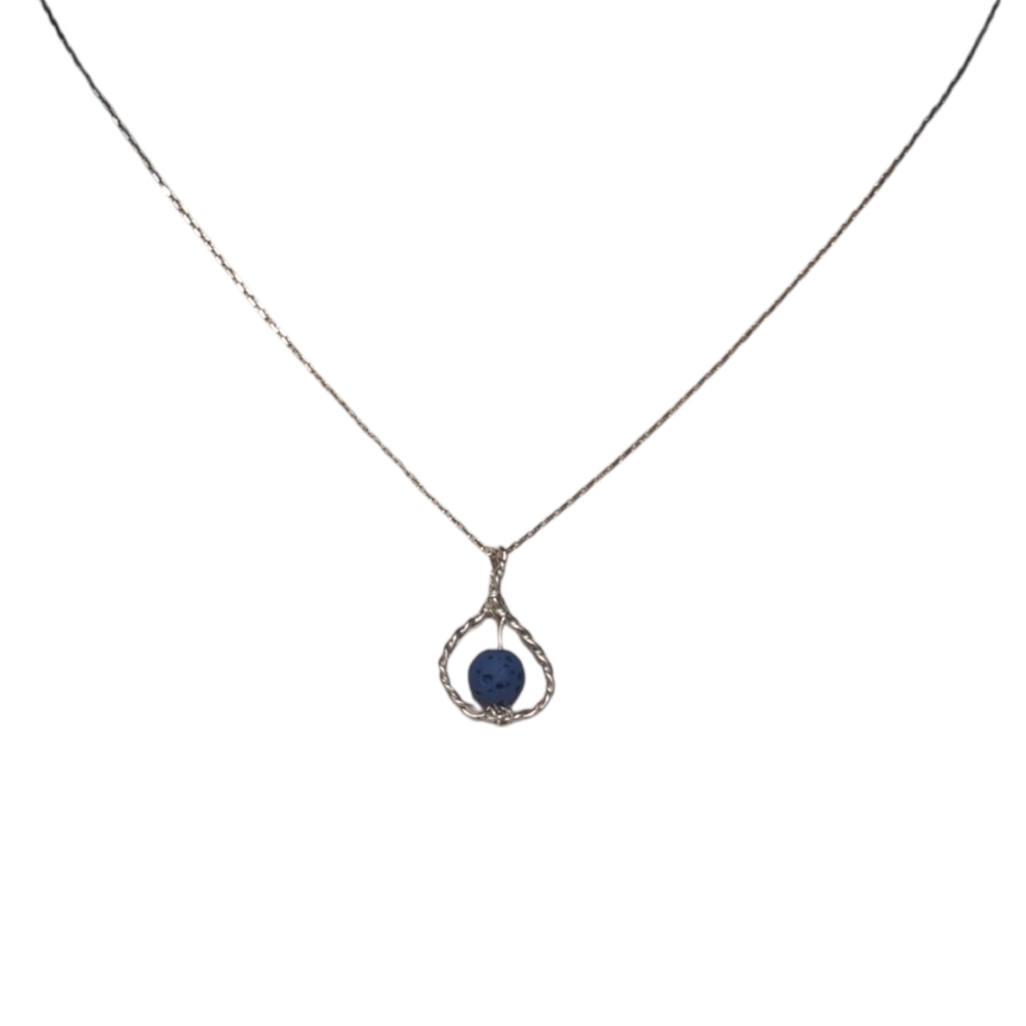 Bijoux spirales en argent sterling avec pierre de lave, pendentif en pierre naturelle bleu sur chaîne de 18 pouces.