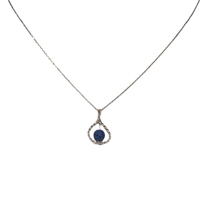 Bijoux spirales en argent sterling avec pierre de lave, pendentif en pierre naturelle bleu sur chaîne de 18 pouces.